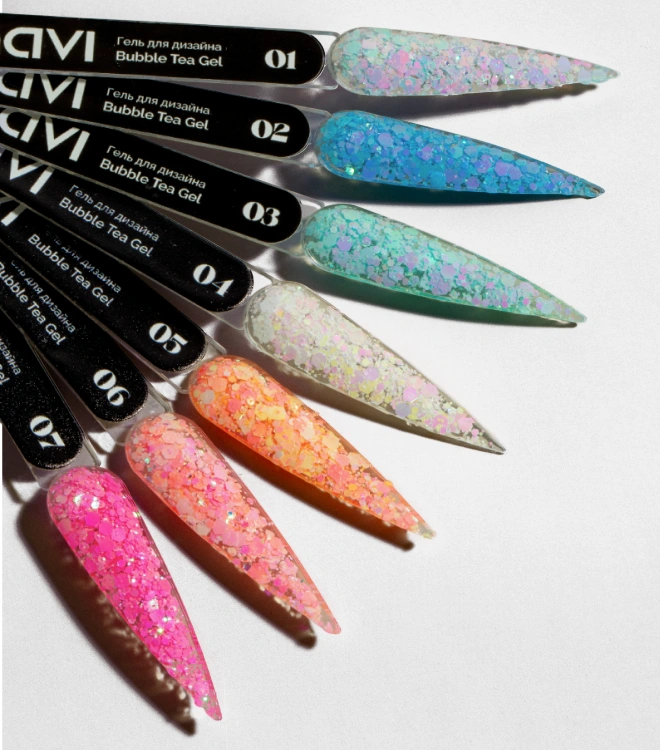 Гель для дизайна с глиттером Bubble tea 07