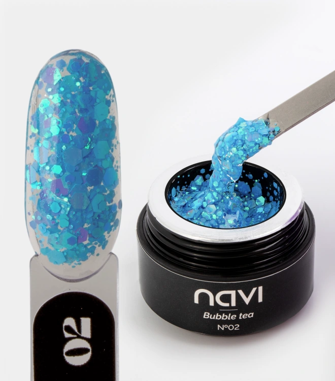 Гель для дизайна с глиттером Bubble tea 02