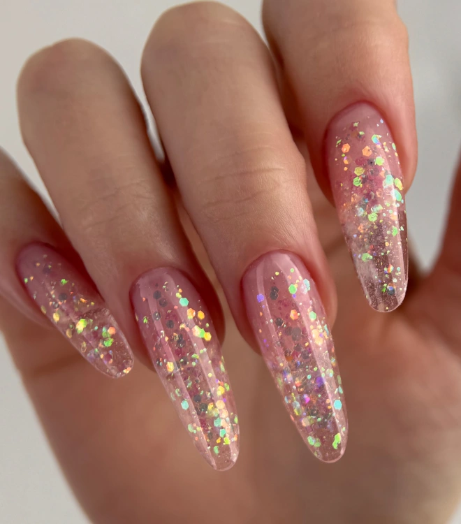 Полигель для наращивания и моделирования Nano Polygel Pink Glitter 15 мл