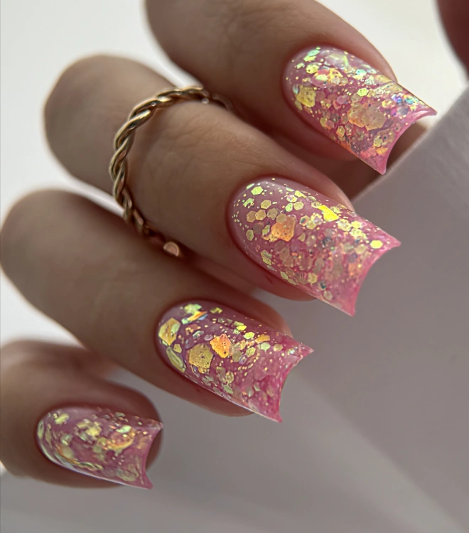 Полигель для наращивания и моделирования Pink Glitter 15 мл