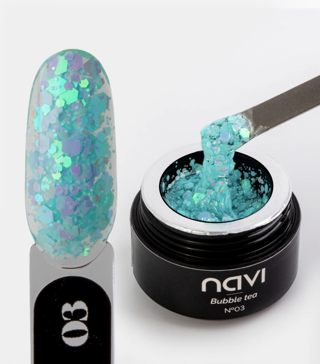 Гель для дизайна с глиттером Bubble tea 03