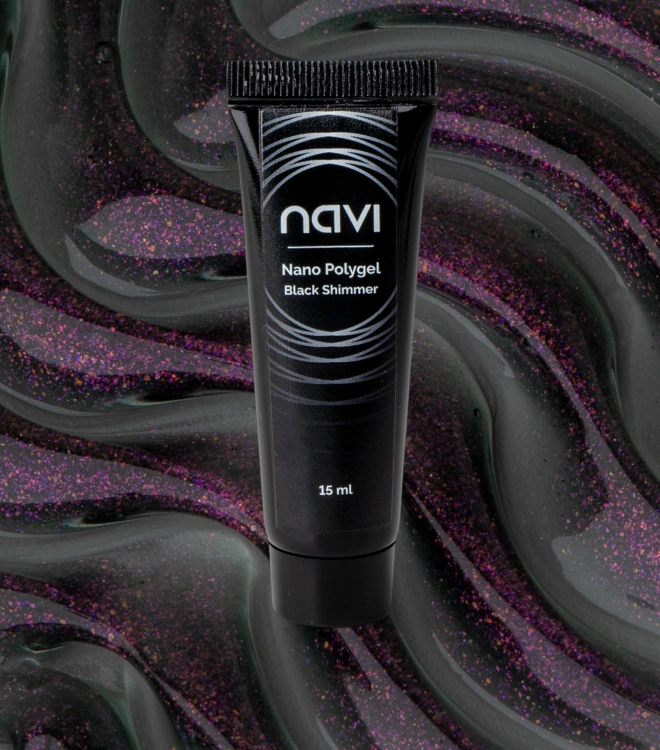 Полигель для наращивания и моделирования Nano Polygel Black Shimmer 15 мл