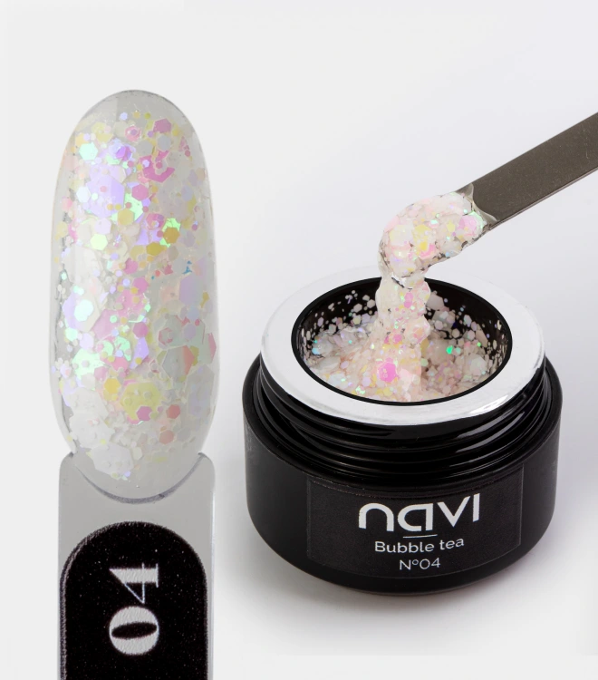 Гель для дизайна с глиттером Bubble tea 04